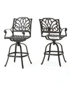 Noble House Alfresco Outdoor Cast Barstools, Set Of 2 In Bronze
