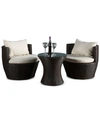 Noble House Ballston Pe Wicker 3-pc. Chair Set In Brown