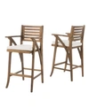 Noble House Hermosa Outdoor Barstool, Set Of 2 In Brown