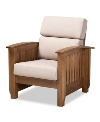 Furniture Charlotte Modern Classic Mission Style Upholstered 1 Seater Lounge Chair In Taupe