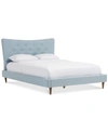 Furniture Jerell Modern Queen Linen Platform Bed In Light Blue