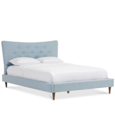 Furniture Jerell Modern Queen Linen Platform Bed In Light Blue