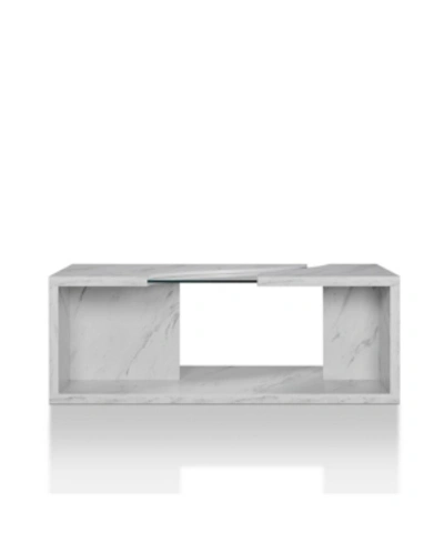 Furniture Of America Lenu Glass Coffee Table In Marble White