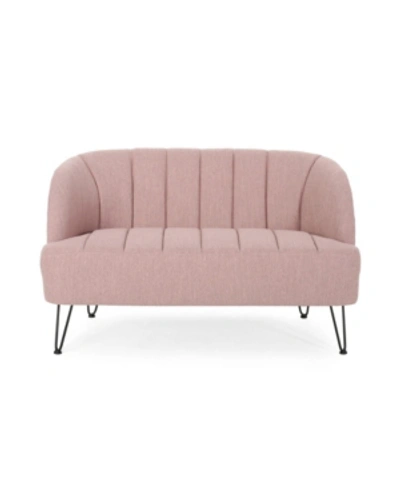 Noble House Lupine Modern Loveseat With Hairpin Legs In Blush