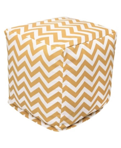 Majestic Home Goods Chevron Ottoman Pouf Cube With Removable Cover 17" X 17" In Yellow