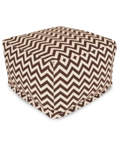 Majestic Home Goods Chevron Ottoman Square Pouf With Removable Cover 27" X 17" In Dark Brown