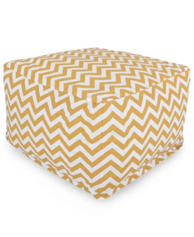 Majestic Home Goods Chevron Ottoman Square Pouf With Removable Cover 27" X 17" In Yellow