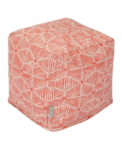 Majestic Home Goods Charlie Ottoman Pouf Cube 17" X 17" In Coral