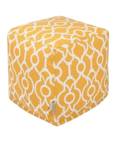 Majestic Home Goods Athens Ottoman Pouf Cube 17" X 17" In Yellow