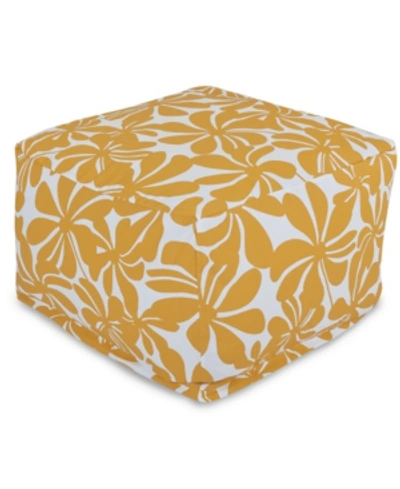 Majestic Home Goods Plantation Ottoman Square Pouf 27" X 17" In Yellow