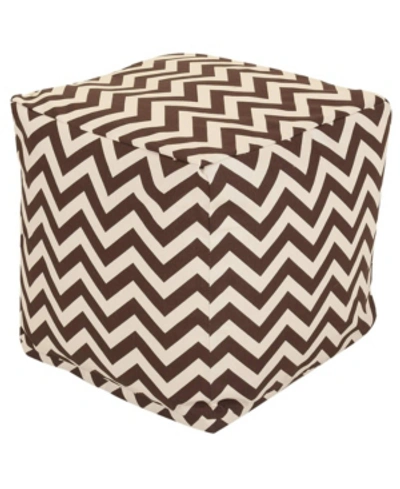 Majestic Home Goods Chevron Ottoman Pouf Cube With Removable Cover 17" X 17" In Dark Brown