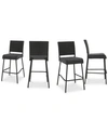 Noble House Aldin Bar Stool (set Of 4) In Charcoal
