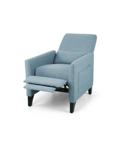 Noble House Alscot Contemporary Push Back Recliner In Blue
