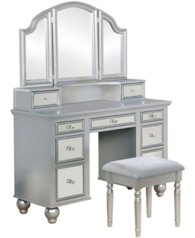 Furniture Of America Falden Multi-drawer Vanity Set In Gray