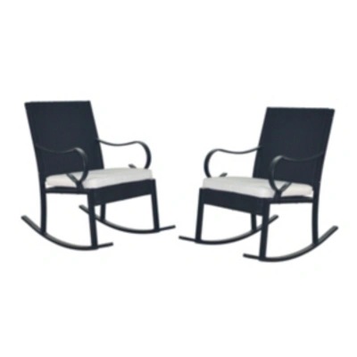 Noble House Harmony Outdoor Rocking Chair (set Of 2) In Dark Brown