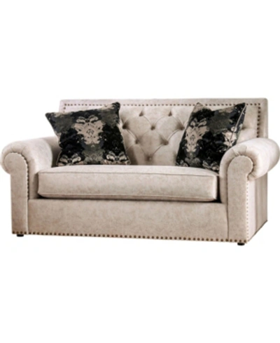 Furniture Of America Lundstrom Upholstered Love Seat In Beige