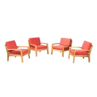 Noble House Grenada Outdoor Club Chair (set Of 4) In Red