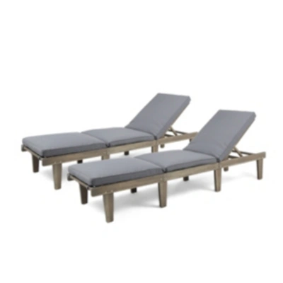 Noble House Ariana Outdoor Chaise Lounge, Set Of 2 In Dark Grey