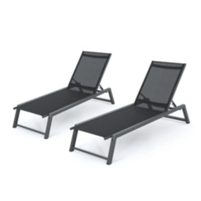 Noble House Myers Outdoor Chaise Lounge, Set Of 2 In Grey