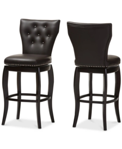 Furniture Sycily Swivel Bar Stool (set Of 2) In Dark Brown