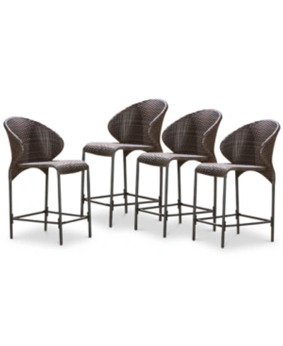 Noble House Aldin Counter Stool (set Of 4) In Brown