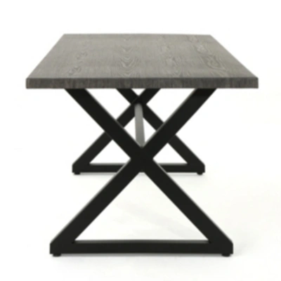 Noble House Rolando Outdoor Dining Table In Grey,black