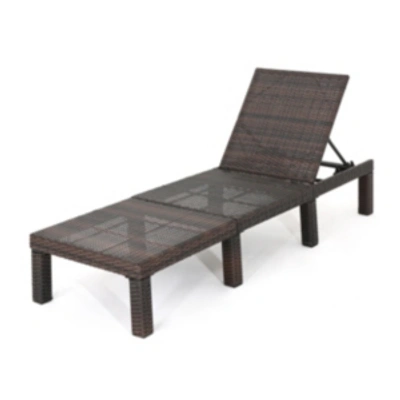 Noble House Jamaica Outdoor Chaise In Multibrown