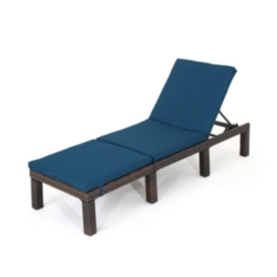 Noble House Jamaica Outdoor Chaise In Brown Blue
