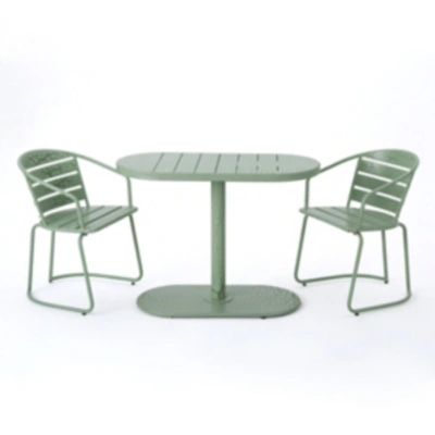 Noble House Santa Monica Outdoor 3pc Dining Set In Green