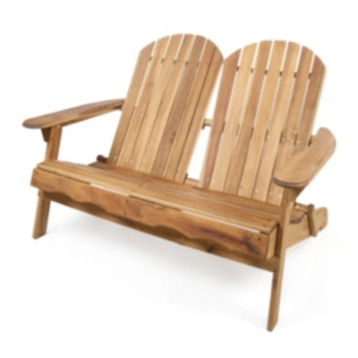 Noble House Malibu Outdoor Adirondack Loveseat In Natural