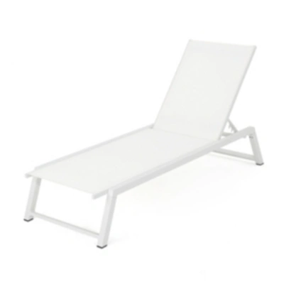 Noble House Myers Outdoor Chaise Lounge In White