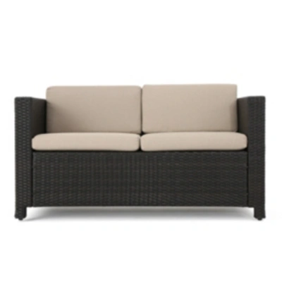 Noble House Puerta Outdoor Loveseat In Beige