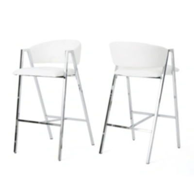 Noble House Marlon Modern Barstool (set Of 2) In Ivory