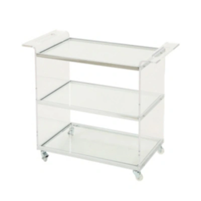 Noble House Yves Acrylic Bar Trolley With Glass Shelves