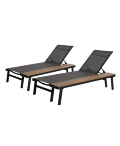 Noble House Waterloo Outdoor Chaise Set In Gray