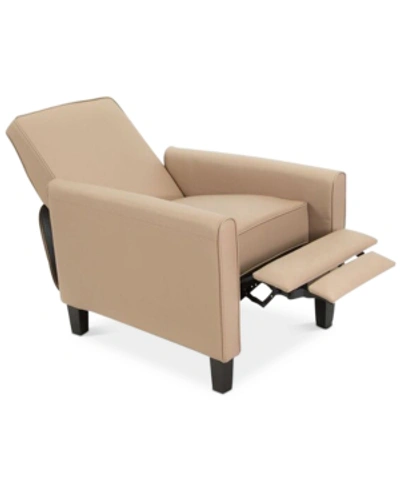 Noble House Almonte Faux Leather Recliner Club Chair In Camel
