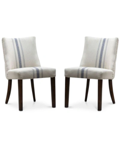 Noble House Gibsen Set Of 2 Dining Chairs In Blue Strip