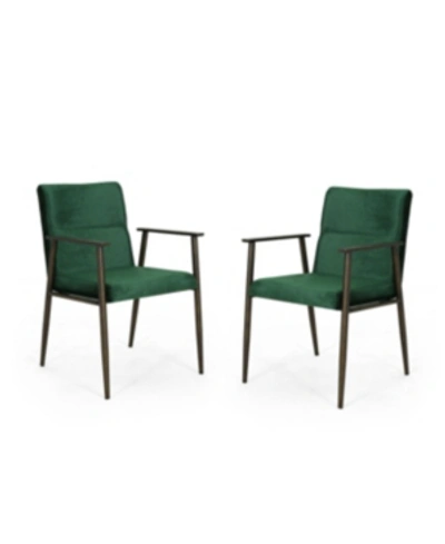Noble House Amethist Arm Chair (set Of 2) In Emerald