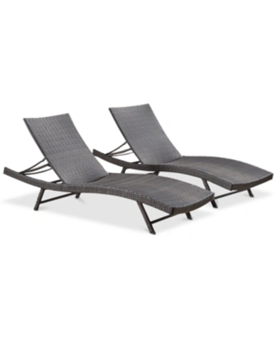 Noble House Veranda Outdoor Chaise Lounge (set Of 2) In Brown