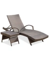 Noble House Hayden Outdoor Chaise Lounge And Table Set In Brown
