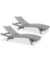 Noble House Trevor Outdoor Chaise Lounge (set Of 2) In Grey