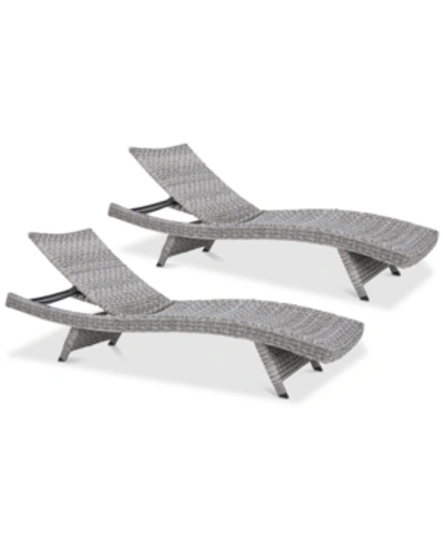Noble House Trevor Outdoor Chaise Lounge (set Of 2) In Grey