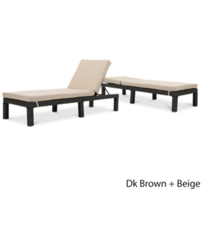 Noble House Logan Outdoor Chaise Lounge (set Of 2) In Brown
