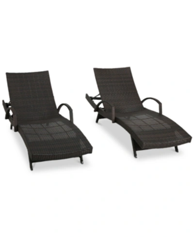 Noble House Ventura Outdoor Chaise Lounge (set Of 2) In Grey