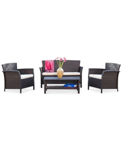 Noble House Aldin Outdoor 4-pc. Conversation Set In Brown