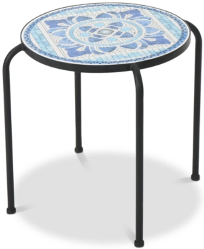 Noble House Royce Round Side Table In Blue