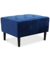 Noble House Gentry Tufted Velvet Ottoman In Navy Blue