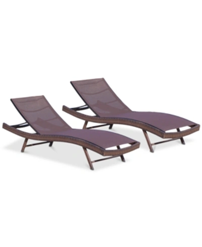 Noble House Jordan Outdoor Chaise Lounge (set Of 2) In Brown