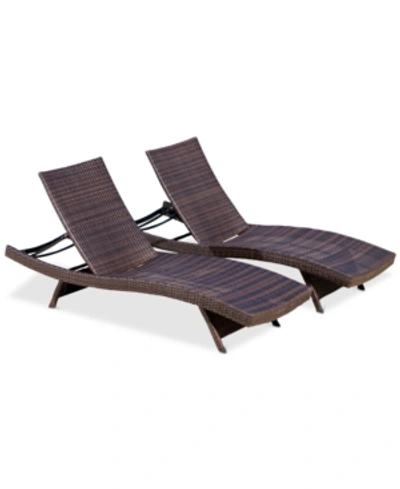 Noble House Westlake Outdoor Chaise Lounge (set Of 2) In Brown
