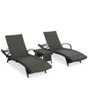 Noble House Brandon Outdoor Chaise Lounge & Side Table 3-pc. Set In Brown